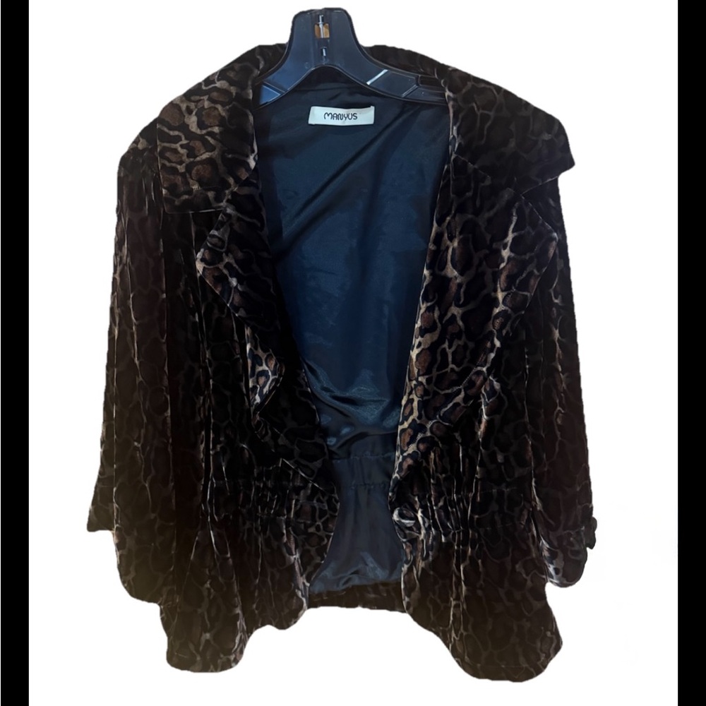 Manyus Animal Print Velvet Jacket Size Large